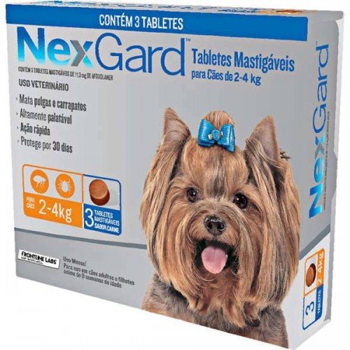 ANTIPULGAS E CARRAPATOS NEXGARD PARA CÃES DE 2 A 4 KG