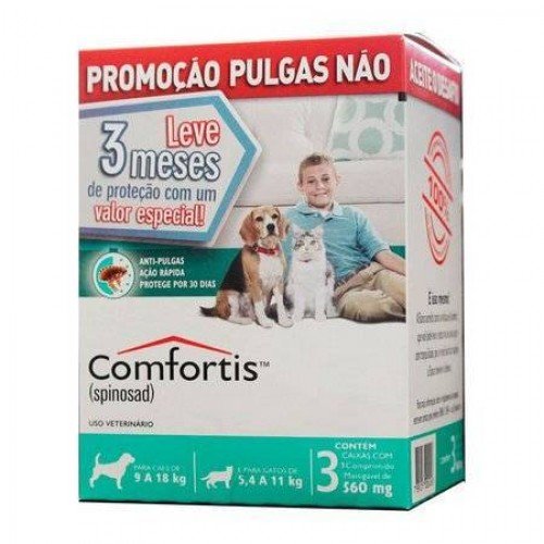 ANTIPULGAS COMFORTIS ELANCO PARA CÃES DE 9 A 18 KG  E GATOS DE 5,4 A 11KG