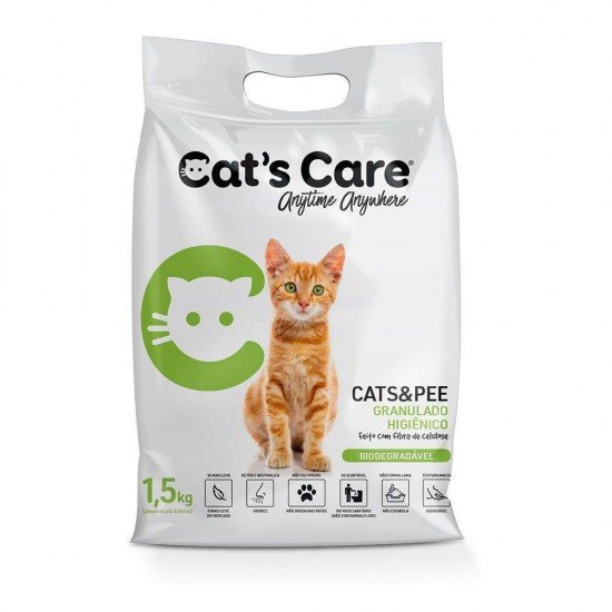 AREIA HIGIÊNICA PARA GATOS BIODEGRADÁVEL CATS CARE 1,5KG