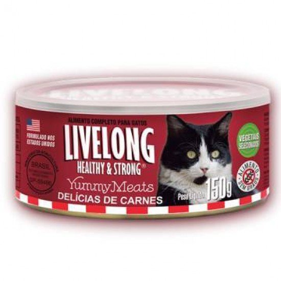 ALIMENTO ÚMIDO PARA GATOS DELICIAS DE CARNE LIVELONG 150G
