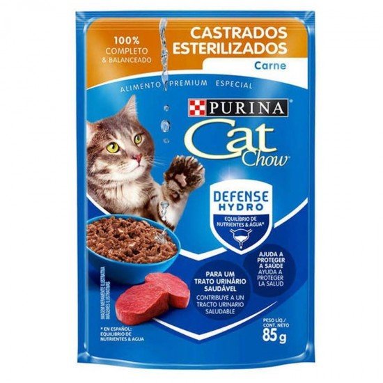 RAÇÃO NESTLÉ PURINA CAT CHOW CASTRADOS SACHÊ CARNE AO MOLHO