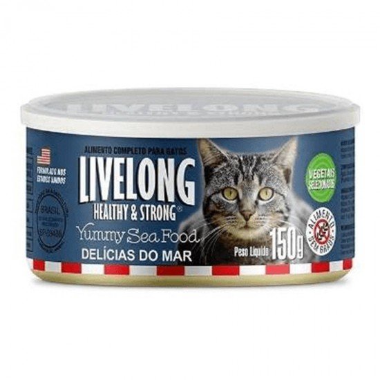ALIMENTO ÚMIDO PARA GATOS DELICIAS DO MAR LIVELONG 150G