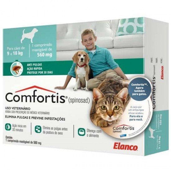 ANTIPULGAS COMFORTIS ELANCO PARA CÃES DE 9 A 18 KG  E GATOS DE 5,4 A 11KG