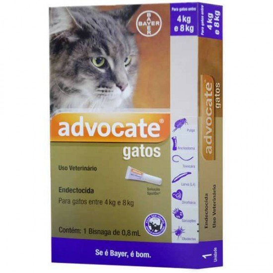 ANTIPULGAS  ADVOCATE PARA GATOS ENTRE 4 E 8KG 0,8ML