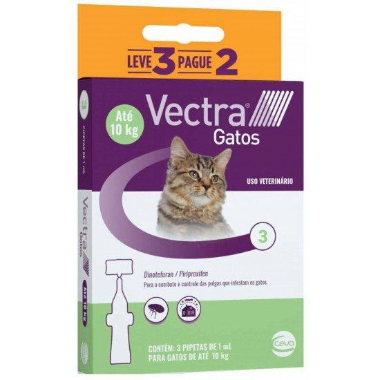Antipulgas Ceva Vectra para Gatos até 10 Kg combo com 3 unidades
