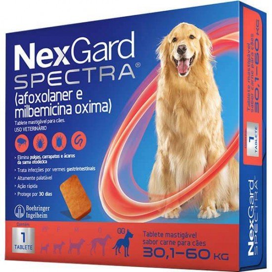ANTIPULGAS E CARRAPATOS NEXGARD SPECTRA PARA CÃES DE 30,1 A 60 KG