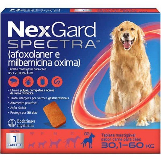 ANTIPULGAS E CARRAPATOS NEXGARD SPECTRA PARA CÃES DE 30,1 A 60 KG
