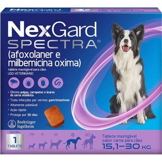 ANTIPULGAS E CARRAPATOS NEXGARD SPECTRA PARA CÃES DE 15,1 A 30 KG