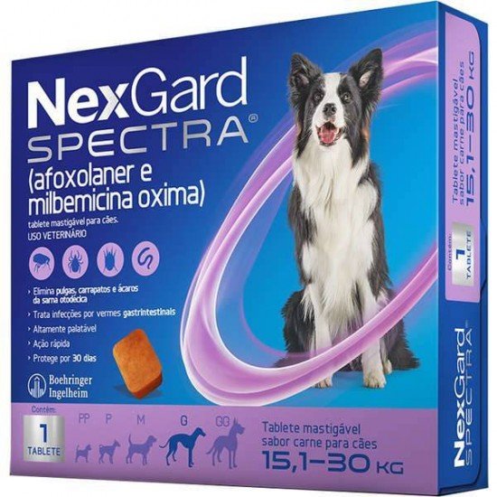ANTIPULGAS E CARRAPATOS NEXGARD SPECTRA PARA CÃES DE 15,1 A 30 KG