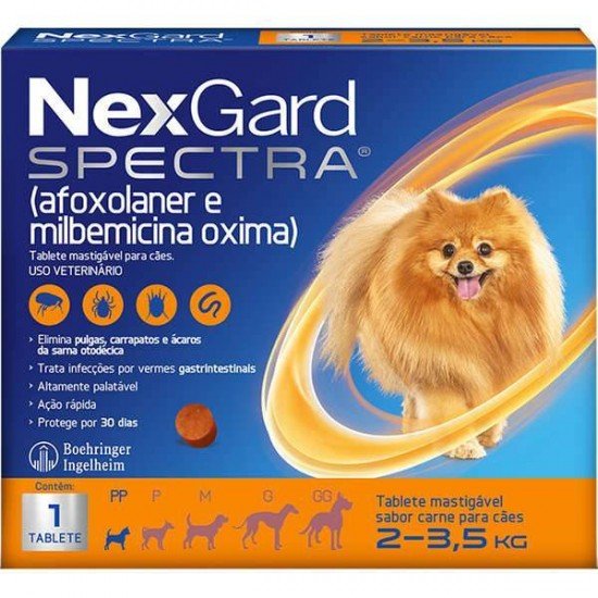 ANTIPULGAS E CARRAPATOS NEXGARD SPECTRA PARA CÃES DE 2 A 3,5 KG