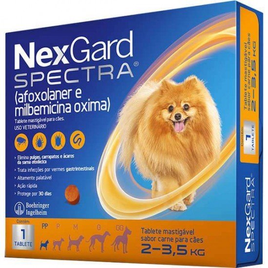 ANTIPULGAS E CARRAPATOS NEXGARD SPECTRA PARA CÃES DE 2 A 3,5 KG