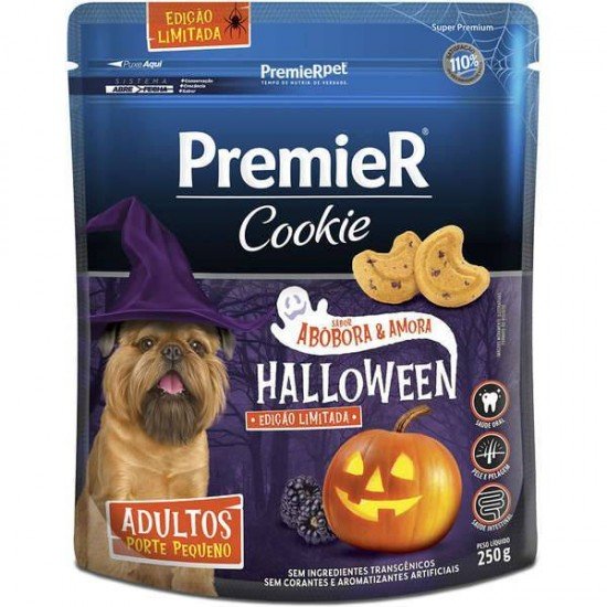 BISCOITO PREMIER PET COOKIE ABÓBORA E AMORA PARA CÃES ADULTOS PORTE PEQUENO 250G