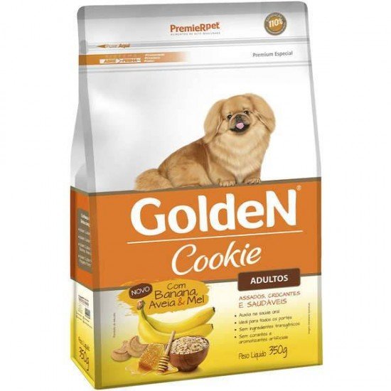 BISCOITO PREMIER PET GOLDEN COOKIE BANANA AVEIA E MEL PARA CÃES ADULTOS