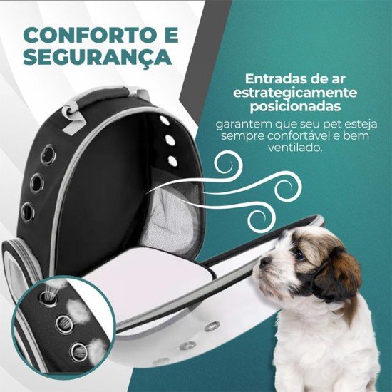 Mochila Pet Modelo Espacial | Transporte Cachorros e Gatos