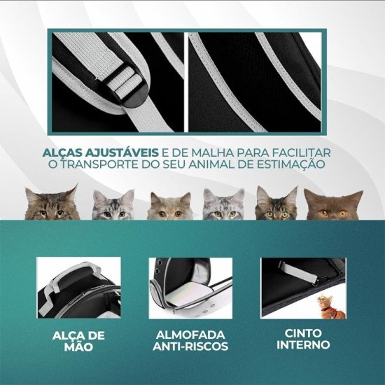 Mochila Pet Modelo Espacial | Transporte Cachorros e Gatos