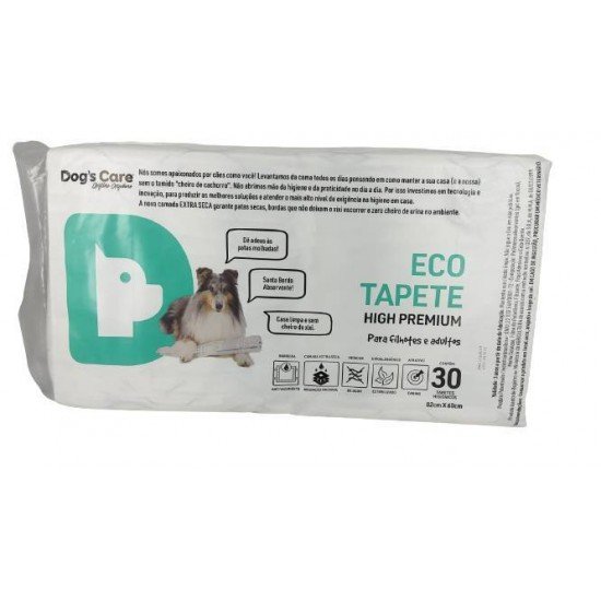 TAPETE HIGIÊNICO DOGS CARE ECO HIGH PREMIUM PARA CÃES FILHOTES E ADULTOS 30UNIDADES
