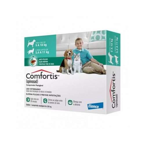 ANTIPULGAS COMFORTIS ELANCO PARA CÃES DE 9 A 18 KG  E GATOS DE 5,4 A 11KG