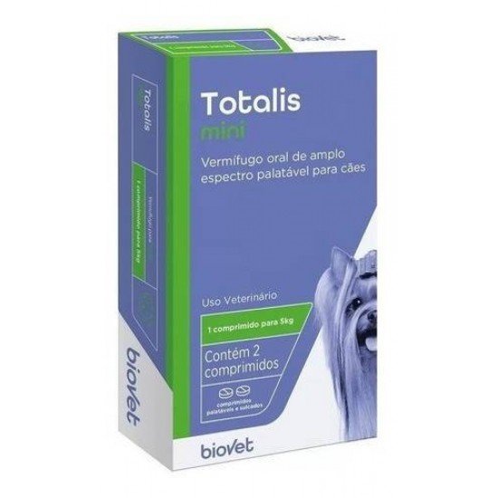 VERMÍFUGO TOTALIS MINI PARA CÃES 2 COMPRIMIDOS