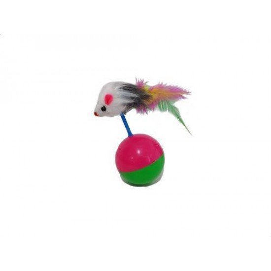 BRINQUEDO JOÃO BOBO COM RATINHO COLORIDO P/ GATOS