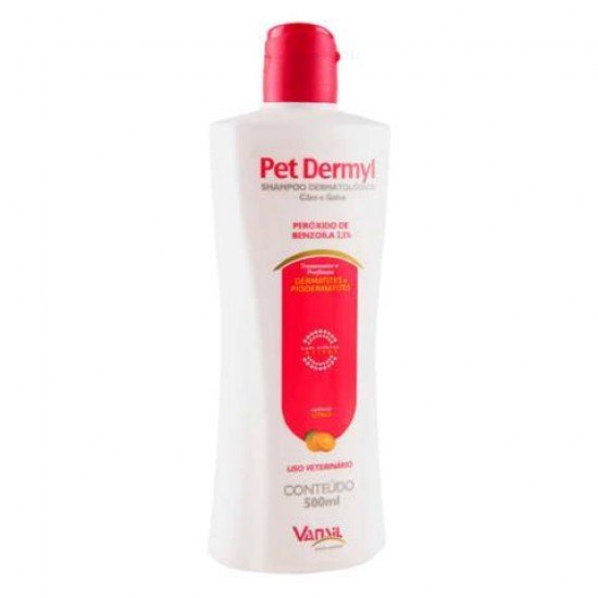 SHAMPOO DERMATOLÓGICO VANSIL PET DERMYL PARA CÃES E GATOS 500ML