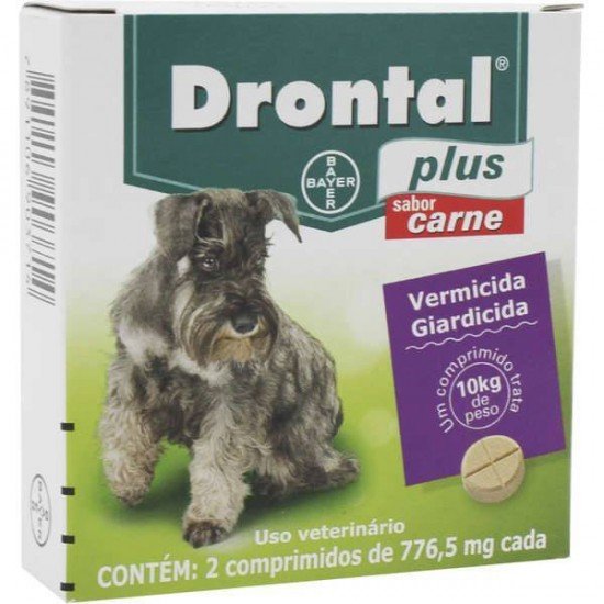 VERMÍFUGO BAYER DRONTAL PLUS SABOR CARNE 2 COMPRIMIDOS