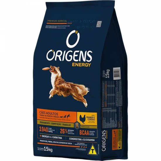 Ração Seca Origens Energy Frango e Cereais para Cães Adultos