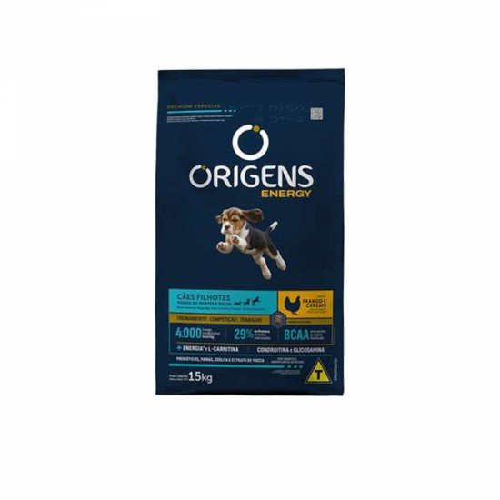 Ração Seca Origens Energy Frango e Cereais para Cães Filhotes