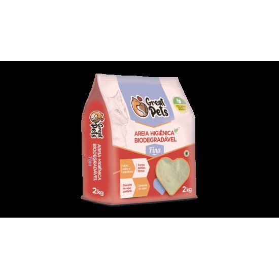 Areia Higiênica Great Pets Biodegradável Fina para Gatos