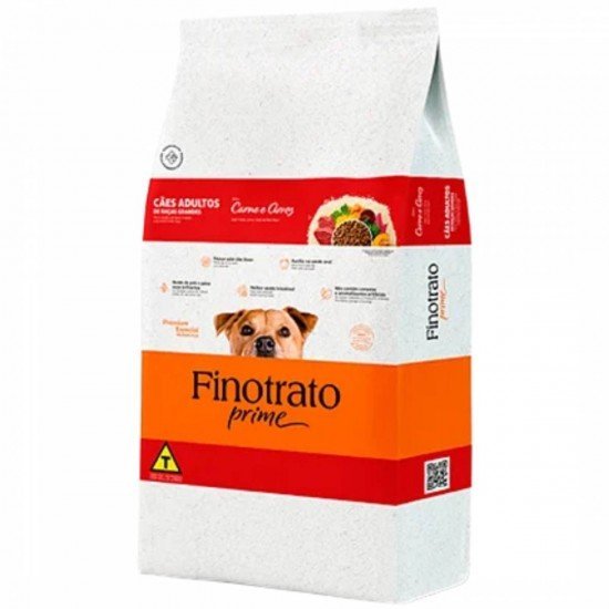 Ração Seca Finotrato Prime Carne e Arroz para Cães Adultos Raças Grandes