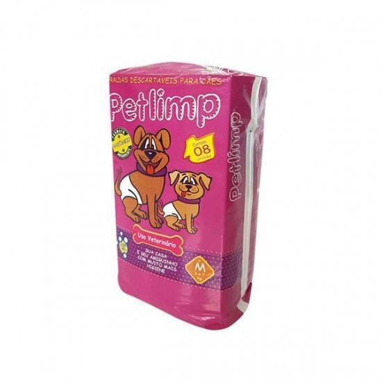 FRALDA DESC. P/ CÃES PETLIMP TAM M C/ 8UN