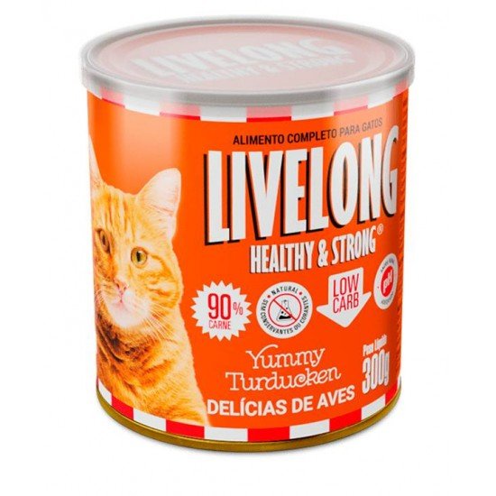 LATA LIVELONG PARA GATO DELICIAS DE AVES 300G