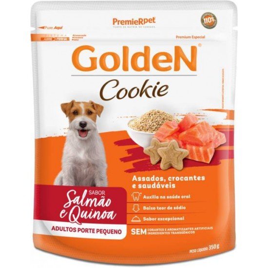BISCOITO GOLDEN COOKIE CÃES ADULTOS PORTE PEQUENO SALMÃO E QUINOA