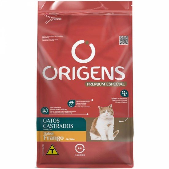 RAÇÃO ORIGENS PARA GATOS CASTRADOS SABOR FRANGO