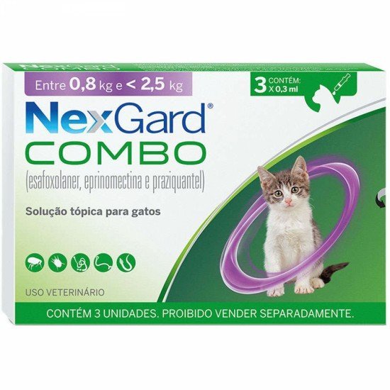 Antiparasitário Nexgard Combo para Gatos de 0,8 Kg a 2,5 Kg