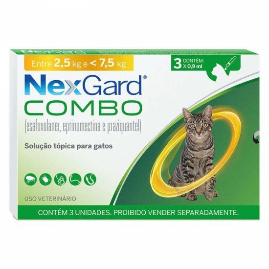 Antiparasitário Nexgard Combo para Gatos de 2,5 Kg a 7,5 Kg