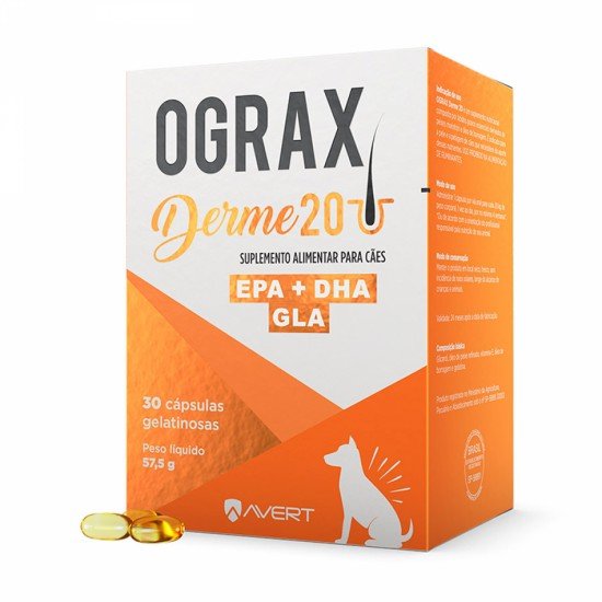 Suplemento Avert Ograx Derme 20 para Cães 30 Cápsulas