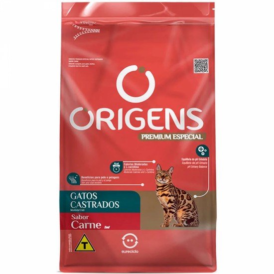 Ração Seca Origens Carne para Gatos Castrados