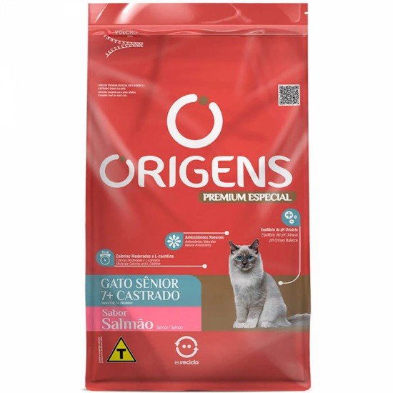Ração Origens para Gatos Sênior 7+ Castrados Sabor Salmão