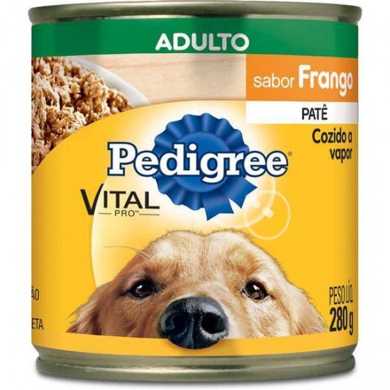 RAÇÃO ÚMIDA PEDIGREE LATA PATÊ DE FRANGO PARA CÃES ADULTOS - 280G