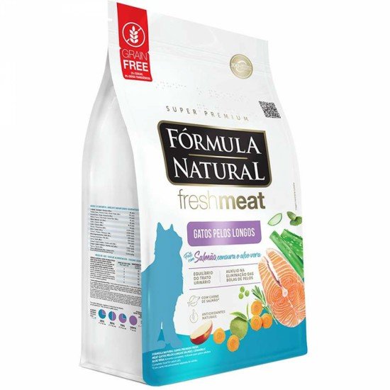 Ração Seca Fórmula Natural Fresh Meat Salmão para Gatos Pelos Longos