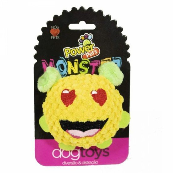 Brinquedo Pelúcia Para Pets Monster Emoticon PowerPets Tamanho P AMARELO