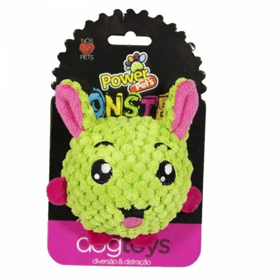 Brinquedo Pelúcia Para Pets Monster Emoticon PowerPets Tamanho P VERDE