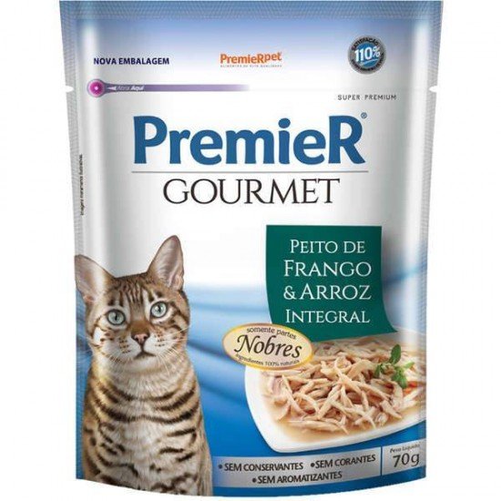 RAÇÃO PREMIER PET GOURMET SACHÊ FRANGO PARA GATOS ADULTOS 70G