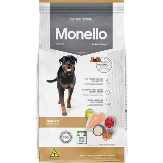 RAÇÃO SECA MONELLO TRADICIONAL FRANGO PARA CÃES ADULTOS