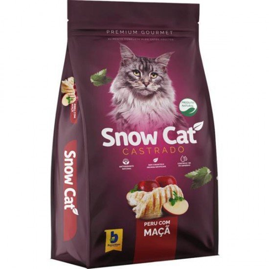 RAÇÃO SECA SNOW CAT PERU COM MAÇÃ PARA GATOS CASTRADOS