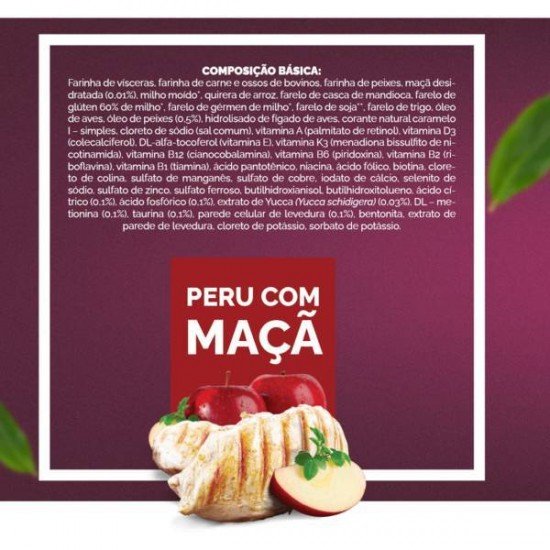 RAÇÃO SECA SNOW CAT PERU COM MAÇÃ PARA GATOS CASTRADOS