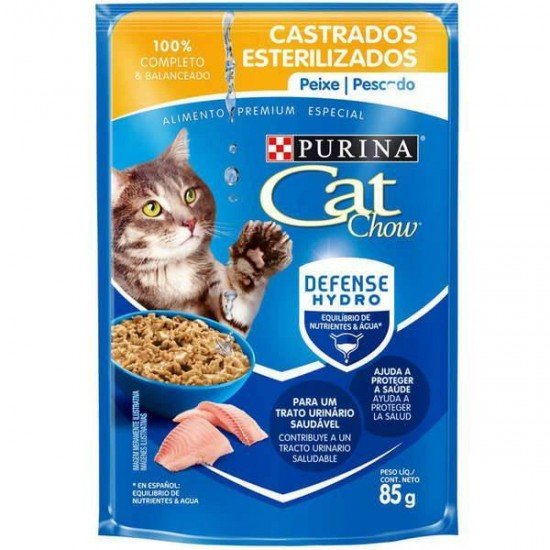 RAÇÃO ÚMIDA NESTLÉ PURINA CAT CHOW PARA GATOS CASTRADOS SABOR PEIXE 85G