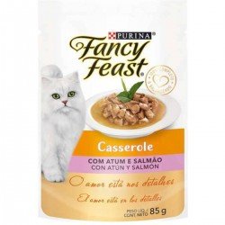 RAÇÃO ÚMIDA NESTLÉ PURINA FANCY FEAST SACHÊ CASSEROLE COM ATUM E SALMÃO PARA GATOS ADULTOS 85G
