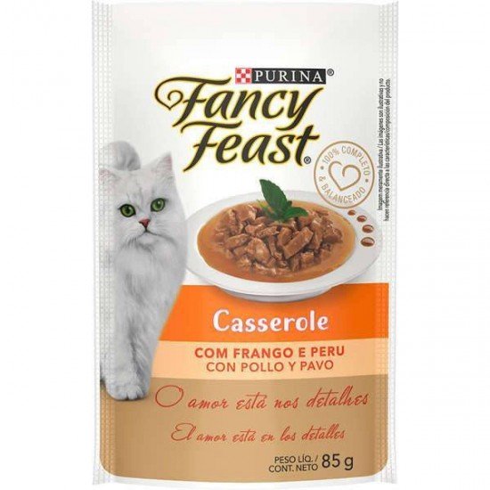 RACÃO ÚMIDA NESTLÉ PURINA FANCY FEAST SACHÊ CASSEROLE COM FRANGO E PERU PARA GATOS ADULTOS 85G RACÃO ÚMIDA NESTLÉ PURINA FANCY FEAST SACHÊ CASSEROLE COM FRANGO E PERU PARA GATOS ADULTOS 85G