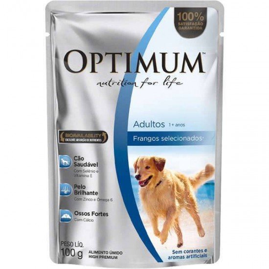 RAÇÃO ÚMIDA OPTIMUM SACHÊ PARA CÃES ADULTOS FRANGO 100G